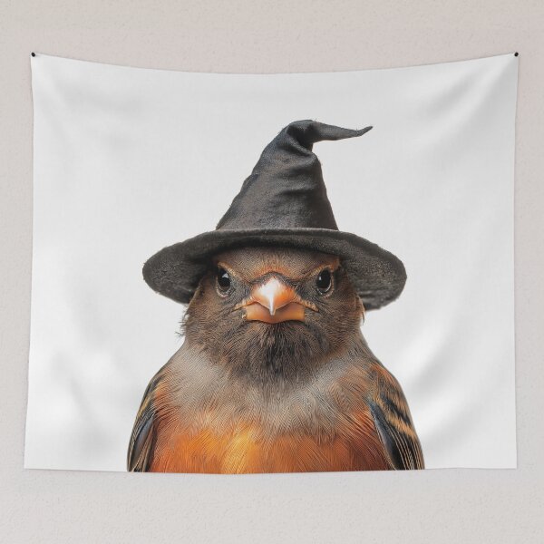 Item preview, House Finch Wearing Halloween Witch Hat designed and sold by LazyOwlStore.