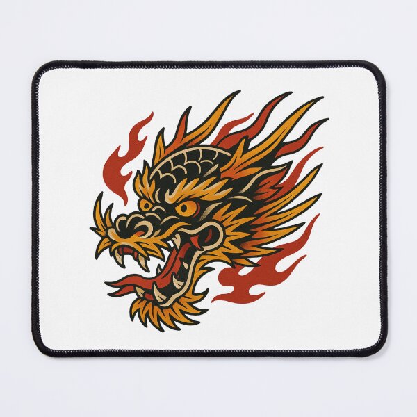 Item preview, Flaming Dragon Head – Traditional Tattoo Style designed and sold by PrintaZaur.