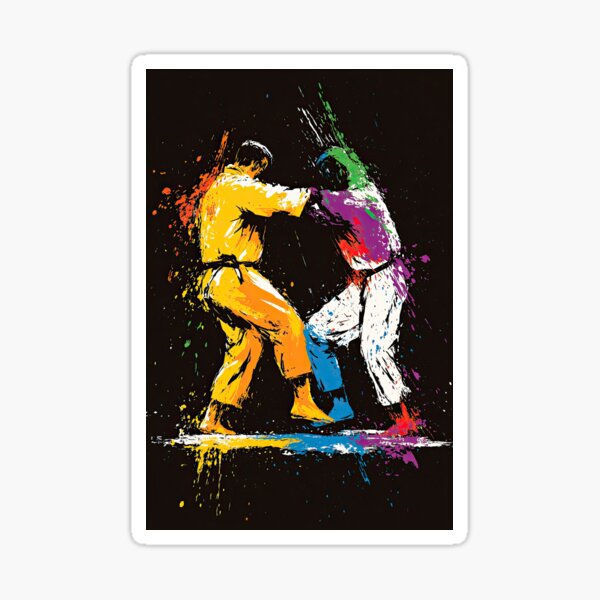 Item preview, Fighters Entangled in Colorful Mid-Strike Paint Scene designed and sold by Piotrek0001.