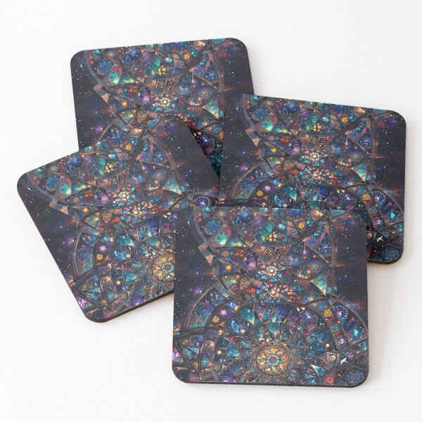 Item preview, Colorful Stained Glass With Cosmic Patterns and Celestial Accents designed and sold by CoolPixels.