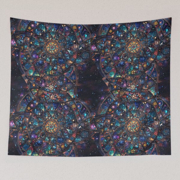 Item preview, Colorful Stained Glass With Cosmic Patterns and Celestial Accents designed and sold by CoolPixels.