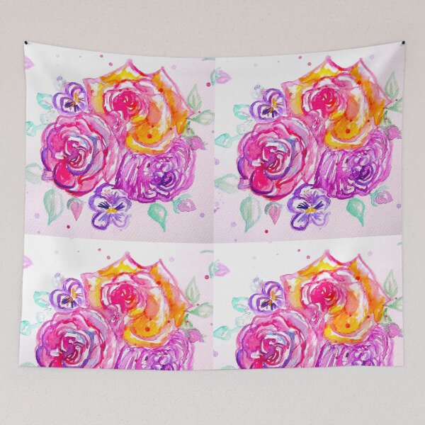 Item preview, Pink Orange Yellow Rose Watercolor Painting designed and sold by Sarah  Rajkotwala.