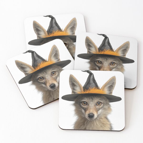 Item preview, Jackal Wearing Halloween Witch Hat designed and sold by LazyOwlStore.