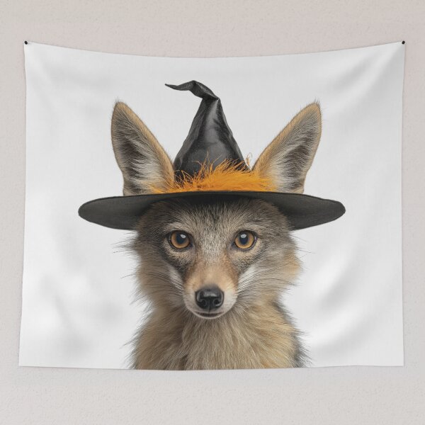 Item preview, Jackal Wearing Halloween Witch Hat designed and sold by LazyOwlStore.