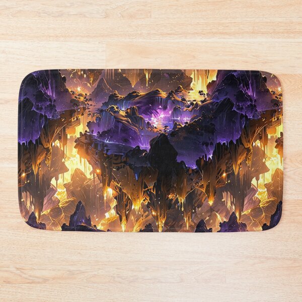 Item preview, Glowing underground cavern with rivers of liquid flowing between towering stalactites designed and sold by CoolPixels.