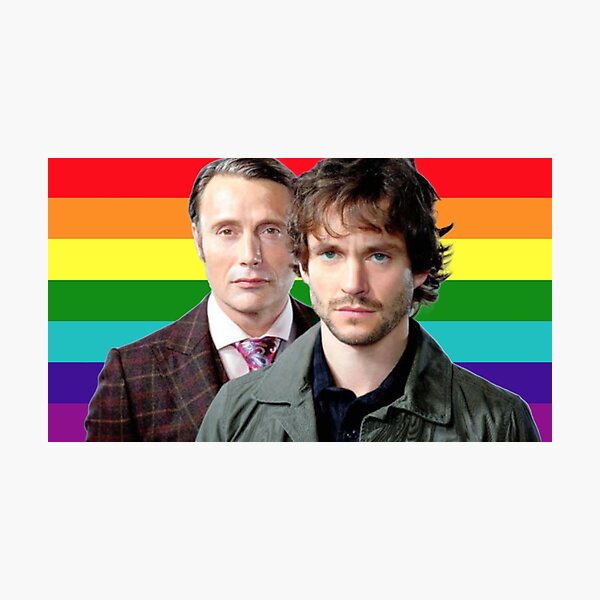Aperçu de l'œuvre Drapeau de la fierté gay d'Hannibal et Will Graham créée et vendue par chromaticanico.