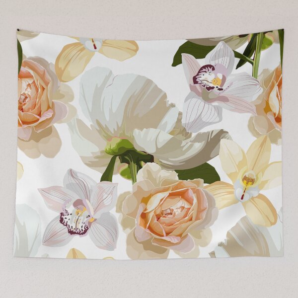Item preview, Elegant floral pattern with hand draw daisy camomile, roses, lily flowers and leaves.  designed and sold by MatyKotiv.