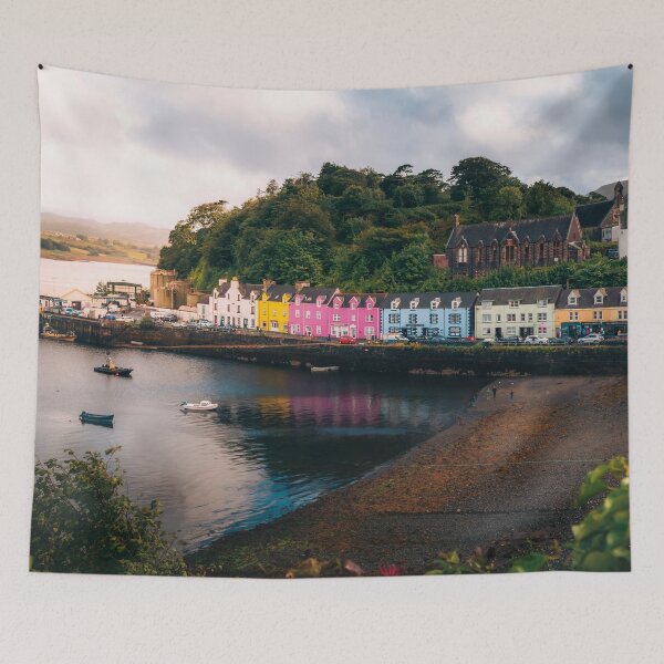 Item preview, Colorful Houses of Portree Harbour – Isle of Skye Coastal Photography designed and sold by Droneratravels.