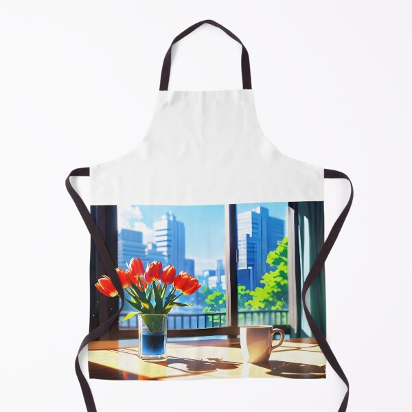 Item preview, Lofi City Skycraper Indoor and View coffee tulips in vase designed and sold by EmeraldeaArt.