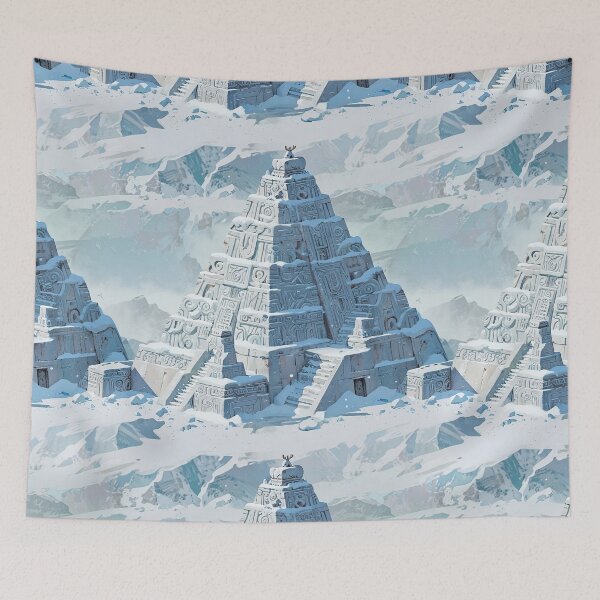 Item preview, Ancient Snow-Covered Temple Pyramid in a Frigid Mountain Landscape designed and sold by CoolPixels.