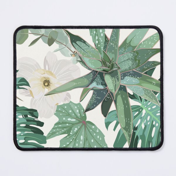 Item preview, White magnolia flowers seamless pattern, agave, cacti, aloe greenery. designed and sold by MatyKotiv.