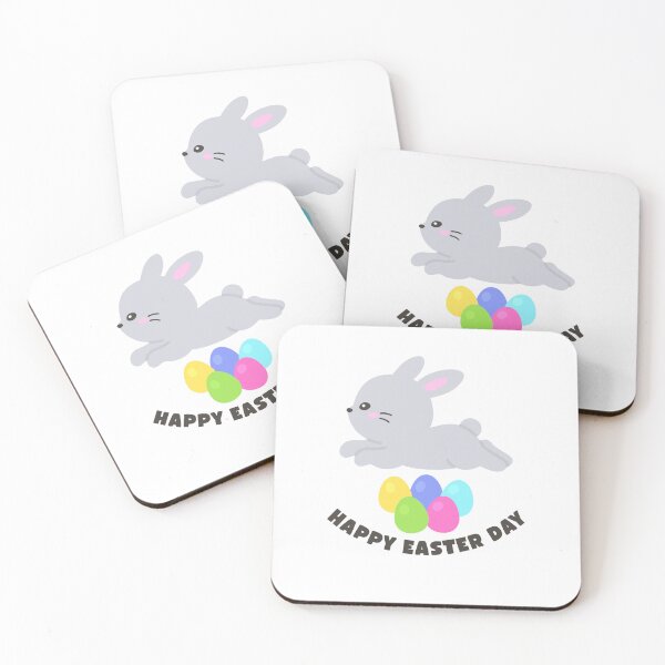 Item preview, Happy Easter Day – Leaping Bunny with Colorful Eggs Sticker designed and sold by BubiStudio.