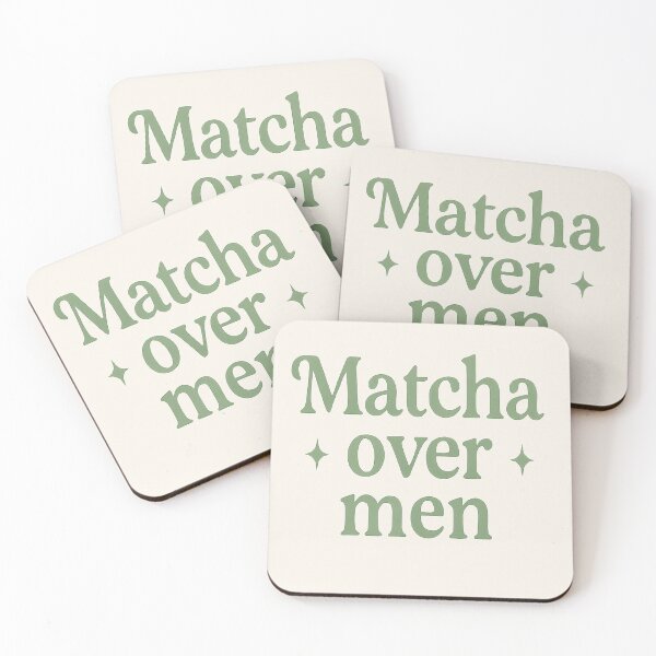 Item preview, Matcha Over Men – Aesthetic Green Soft Girl Quote Sticker / Print designed and sold by softprintclub.