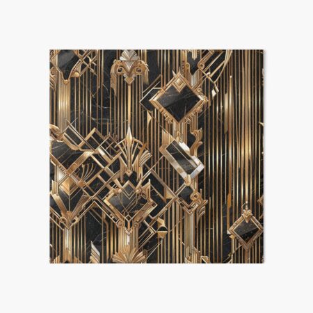 Item preview, Intricate Gold Art Deco Pattern Design with Black Background and Geometric Motifs designed and sold by CoolPixels.