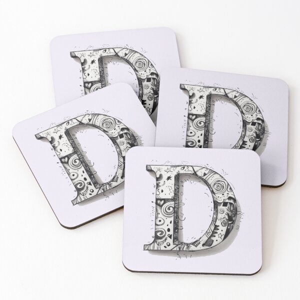 Item preview, Monogram Letter D – Black and White Doodle Alphabet Initial designed and sold by -justb-.