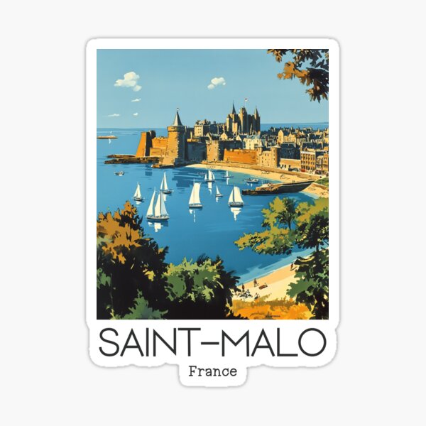 Aperçu de l'œuvre Illustration vintage de Saint-Malo (France) créée et vendue par GoodOldVintage.