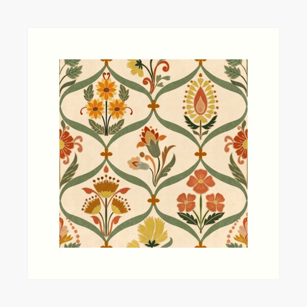 Aperçu de l'œuvre Motif de carreaux indiens avec motifs floraux. créée et vendue par PrajaktaPathak.