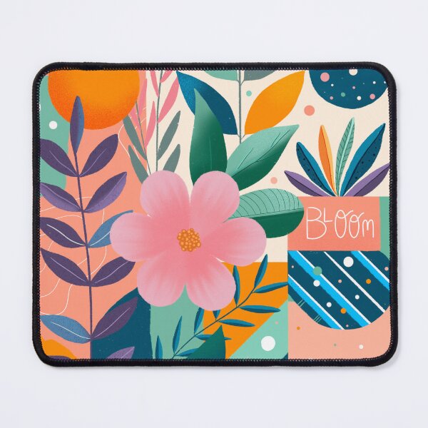 Aperçu de l'œuvre Motifs floraux abstraits de style patchwork créée et vendue par BosskaDesign.