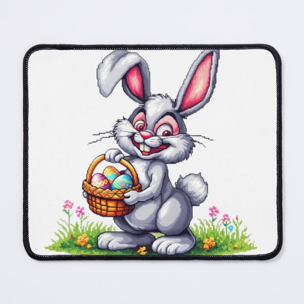 Item preview, Easter Bunny with egg basket pixel ,funny easter,Happy Easter,Easter Day,easter illustration designed and sold by Expressions-Sel.