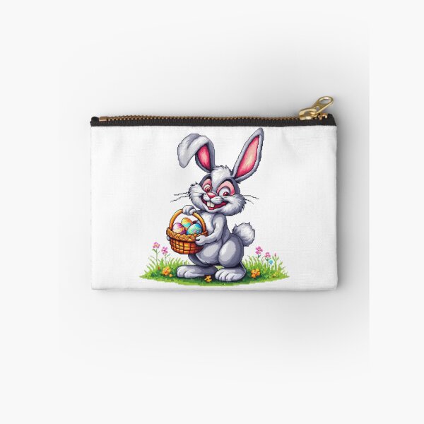 Item preview, Easter Bunny with egg basket pixel ,funny easter,Happy Easter,Easter Day,easter illustration designed and sold by Expressions-Sel.
