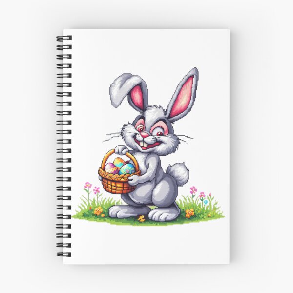 Item preview, Easter Bunny with egg basket pixel ,funny easter,Happy Easter,Easter Day,easter illustration designed and sold by Expressions-Sel.