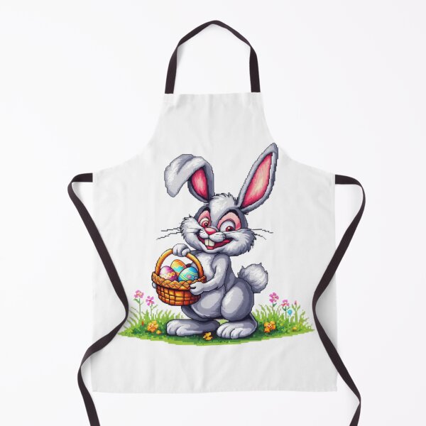 Item preview, Easter Bunny with egg basket pixel ,funny easter,Happy Easter,Easter Day,easter illustration designed and sold by Expressions-Sel.