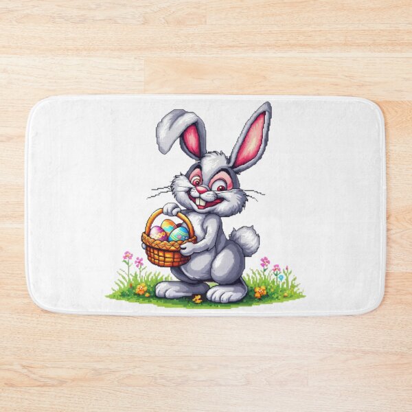 Item preview, Easter Bunny with egg basket pixel ,funny easter,Happy Easter,Easter Day,easter illustration designed and sold by Expressions-Sel.