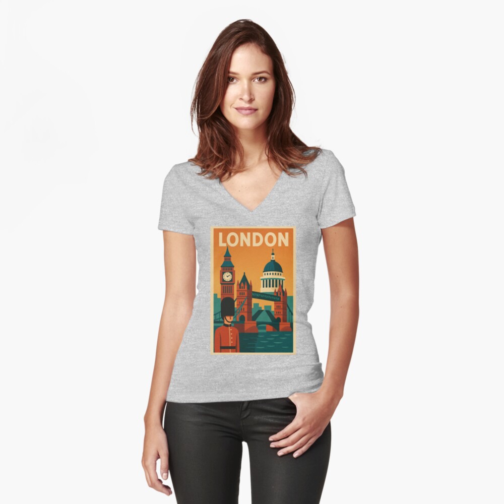 Item preview, Fitted V-Neck T-Shirt designed and sold by nochnichda.