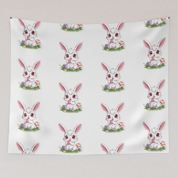 Item preview, Cute anime bunny with Eggs ,funny easter,Happy Easter,Easter Day,easter illustration designed and sold by Expressions-Sel.
