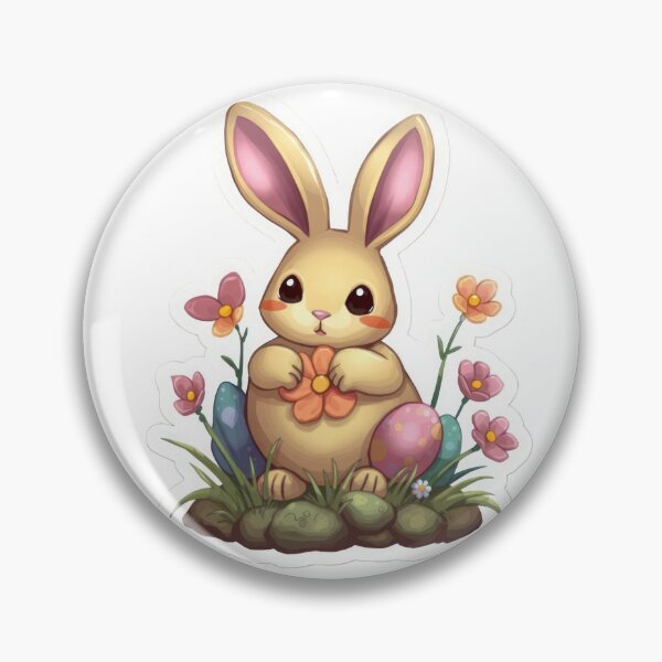 Item preview, Cute easter Bunny with flowers sticker ,funny easter,Happy Easter,Easter Day,easter illustration designed and sold by Expressions-Sel.