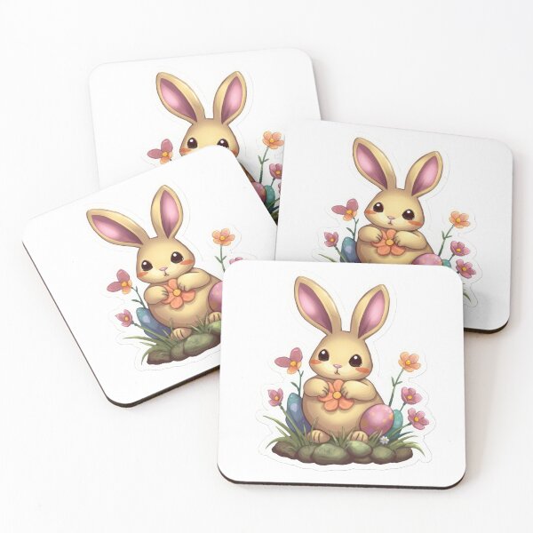 Item preview, Cute easter Bunny with flowers sticker ,funny easter,Happy Easter,Easter Day,easter illustration designed and sold by Expressions-Sel.