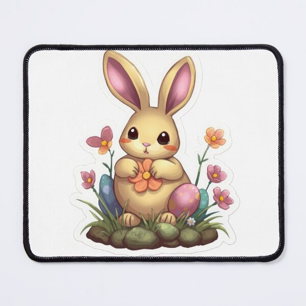 Item preview, Cute easter Bunny with flowers sticker ,funny easter,Happy Easter,Easter Day,easter illustration designed and sold by Expressions-Sel.