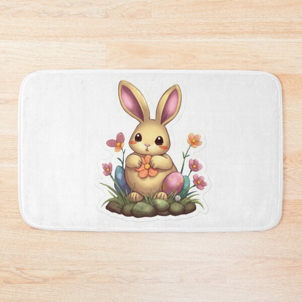 Item preview, Cute easter Bunny with flowers sticker ,funny easter,Happy Easter,Easter Day,easter illustration designed and sold by Expressions-Sel.
