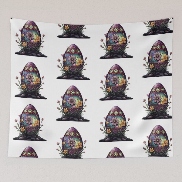 Item preview, Easter egg with flowers sticker,eggs,Happy Easter,Easter Day,easter illustration designed and sold by Expressions-Sel.