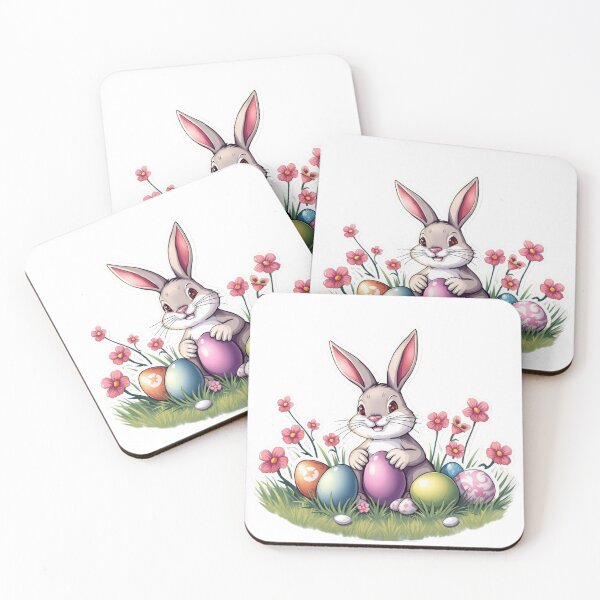 Item preview, Cute easter Bunny with flowers and eggs sticker ,cute easter,Happy Easter,Easter Day,easter illustration designed and sold by Expressions-Sel.