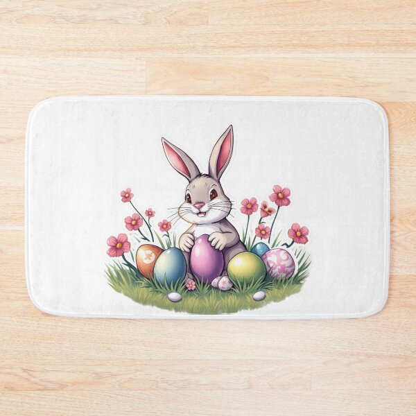 Item preview, Cute easter Bunny with flowers and eggs sticker ,cute easter,Happy Easter,Easter Day,easter illustration designed and sold by Expressions-Sel.