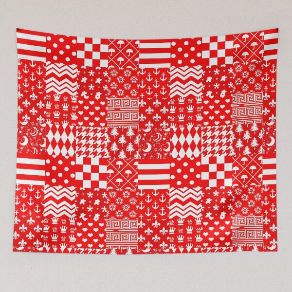Item preview, Red White Mixed Patchwork Pattern Design  designed and sold by PatternTitan.