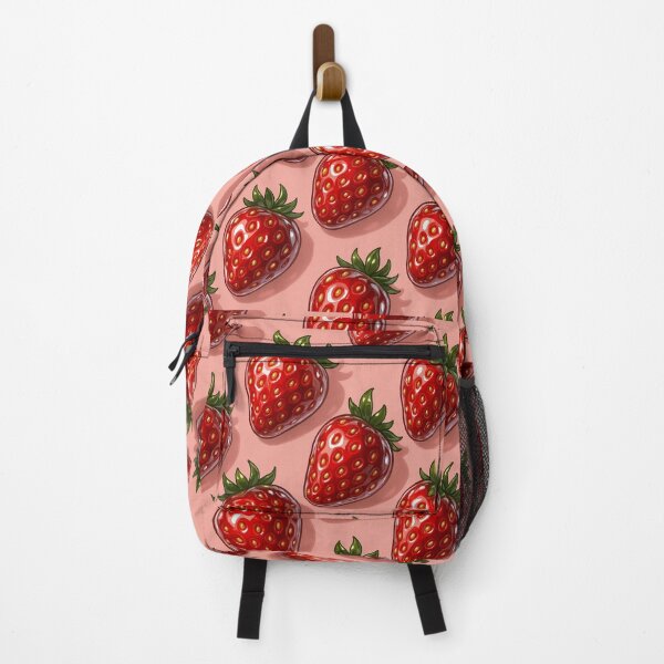 Item preview, Strawberry Pattern Print – Kawaii Red Fruit on Pink Background Cute Y2K Aesthetic Art designed and sold by Bored Duck.