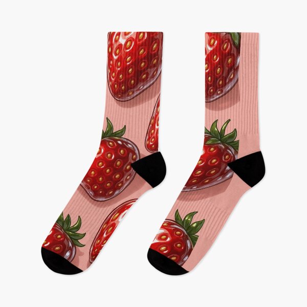 Item preview, Strawberry Pattern Print – Kawaii Red Fruit on Pink Background Cute Y2K Aesthetic Art designed and sold by Bored Duck.