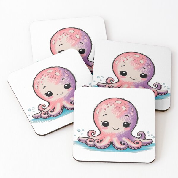 Artikelvorschau, Fröhlicher animierter Oktopus entworfen und verkauft von PinkiPop Studio.