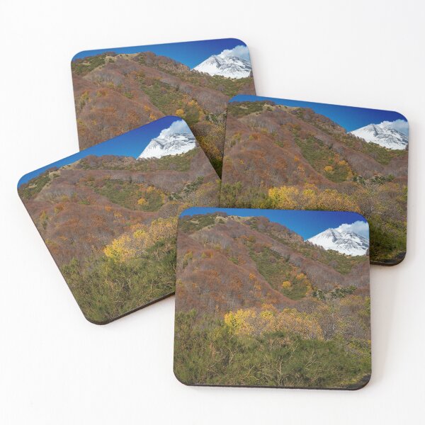 Item preview, Snow-capped volcano Etna towers over colorful autumn forest designed and sold by Eckart Mayer Photography.