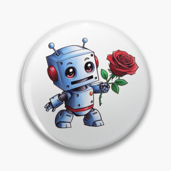 Item preview, Robot Holding a Rose designed and sold by PinkiPop Studio.