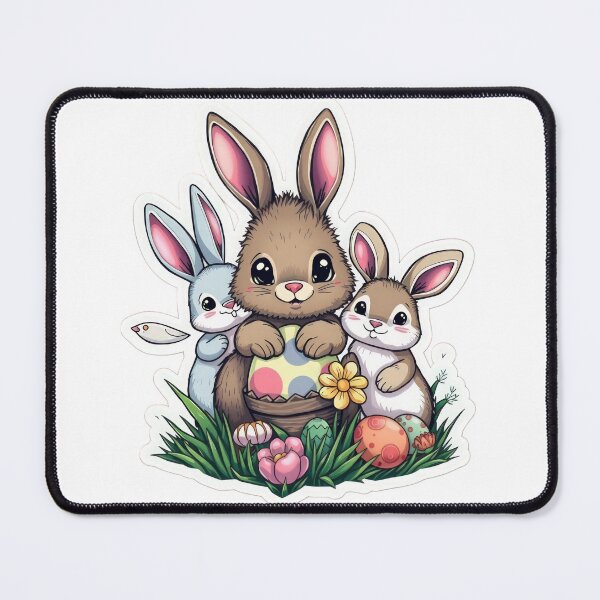 Item preview, cute Easter bunnies with colored eggs Sticker, cute easter,Happy Easter,Easter Day,easter illustration designed and sold by Expressions-Sel.