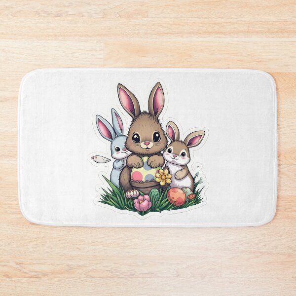 Item preview, cute Easter bunnies with colored eggs Sticker, cute easter,Happy Easter,Easter Day,easter illustration designed and sold by Expressions-Sel.