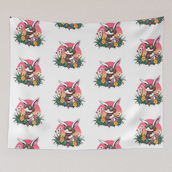 Item preview, Easter bunny Technological with colored eggs Sticker, funny easter,Happy Easter,Easter Day,easter illustration designed and sold by Expressions-Sel.