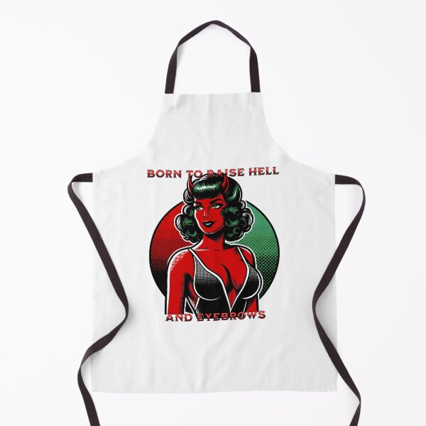 Item preview, Born to Raise Hell and Eyebrows – Retro Devil Girl Shirt designed and sold by NSB-Design.