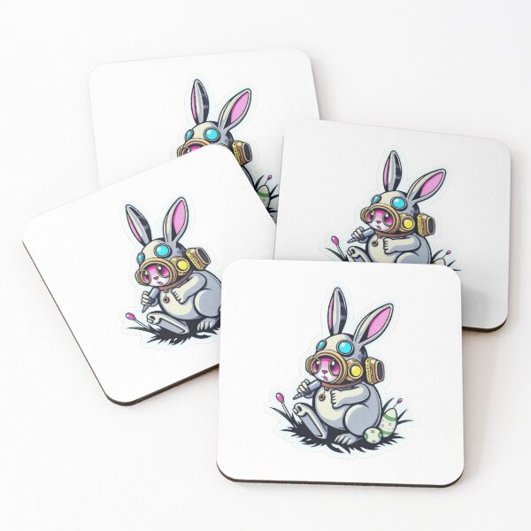 Item preview, Easter bunny Technological Futuristic with colored eggs Sticker, funny easter,Happy Easter,Easter Day,easter illustration designed and sold by Expressions-Sel.