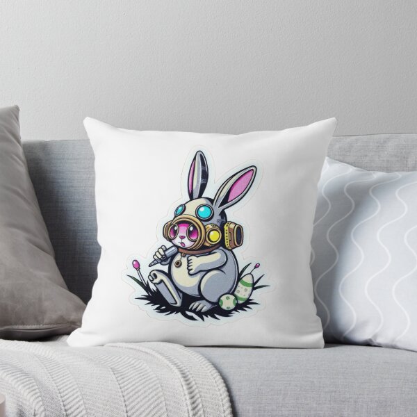 Item preview, Easter bunny Technological Futuristic with colored eggs Sticker, funny easter,Happy Easter,Easter Day,easter illustration designed and sold by Expressions-Sel.