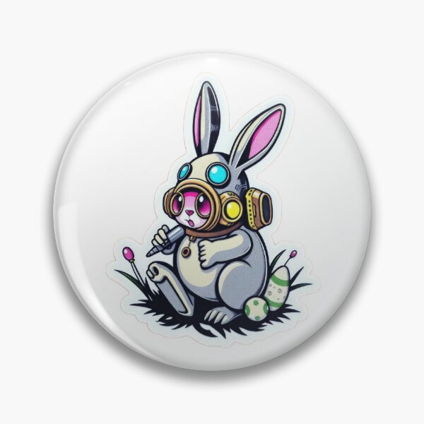 Item preview, Easter bunny Technological Futuristic with colored eggs Sticker, funny easter,Happy Easter,Easter Day,easter illustration designed and sold by Expressions-Sel.