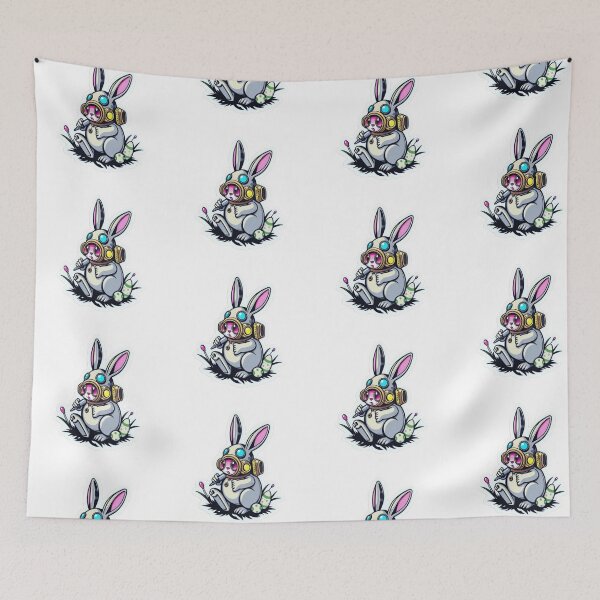 Item preview, Easter bunny Technological Futuristic with colored eggs Sticker, funny easter,Happy Easter,Easter Day,easter illustration designed and sold by Expressions-Sel.